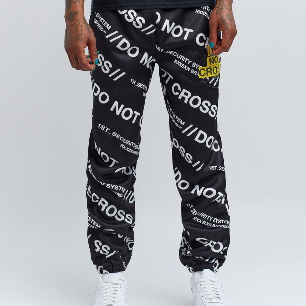 Black White Reason Mens Stretch Waist Designer Joggers